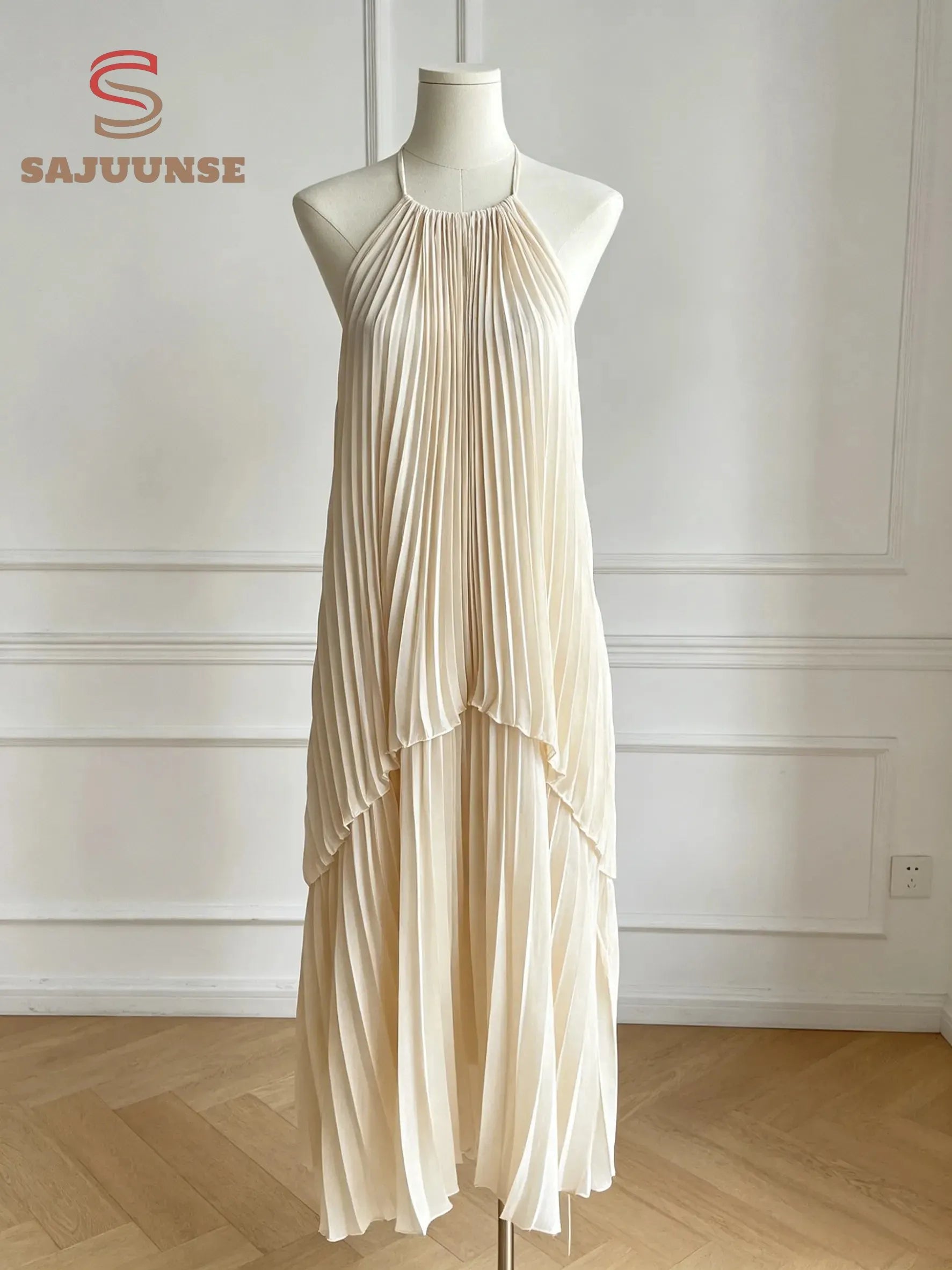 New Pleated Halter Dress