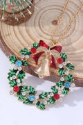 Christmas Wreath Bell Pendant Necklace