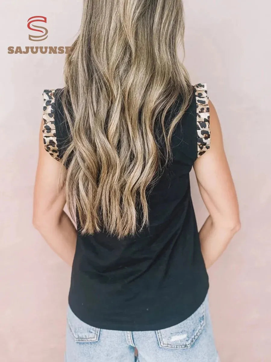 Leopard Print Round Neck Slim-fit Tank