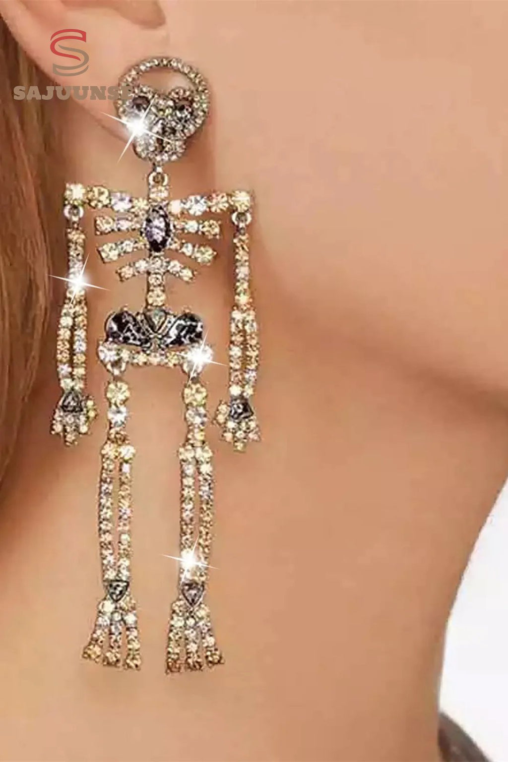 Rhinestone Skeleton Dangle Earrings