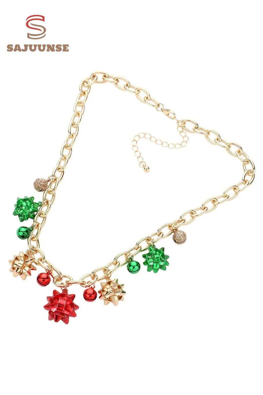 Christmas Jingle Bell Alloy Flower Necklace