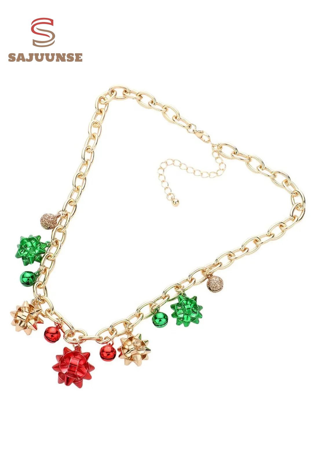 Christmas Jingle Bell Alloy Flower Necklace