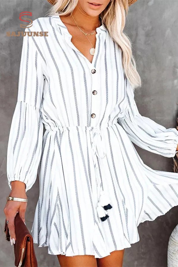 Striped Button Down Mini Dress