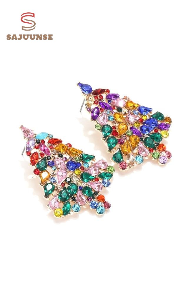 Diamante Christmas Tree Earrings