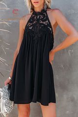 Beautiful Crochet Halter Mini Dress