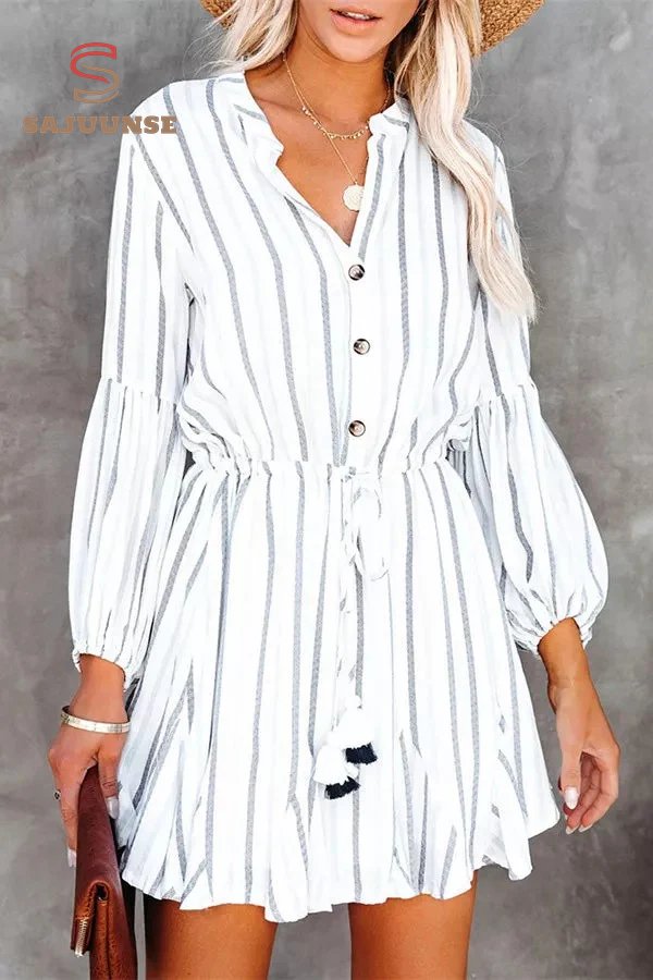 Striped Button Down Mini Dress