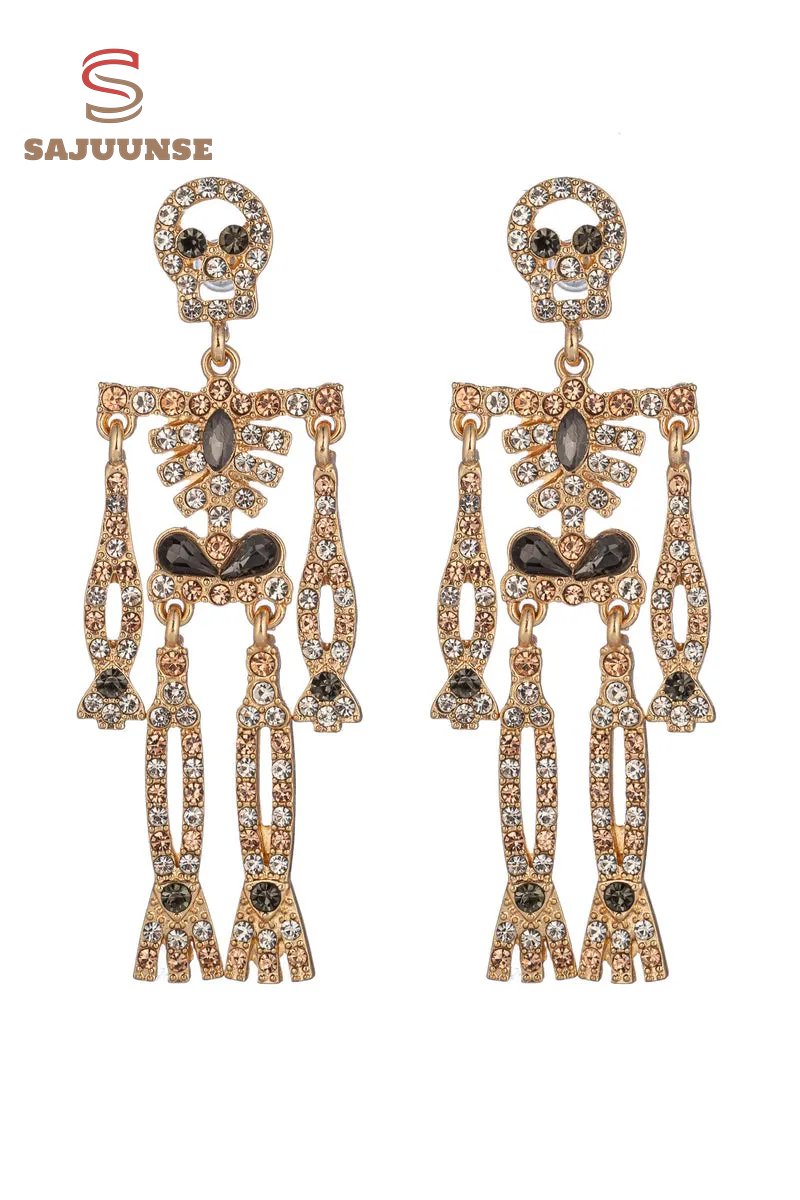 Rhinestone Skeleton Dangle Earrings