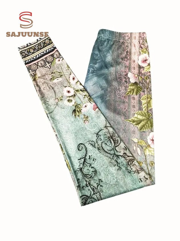 Women's High Waist Skinny Casual Retro Printed Leggings