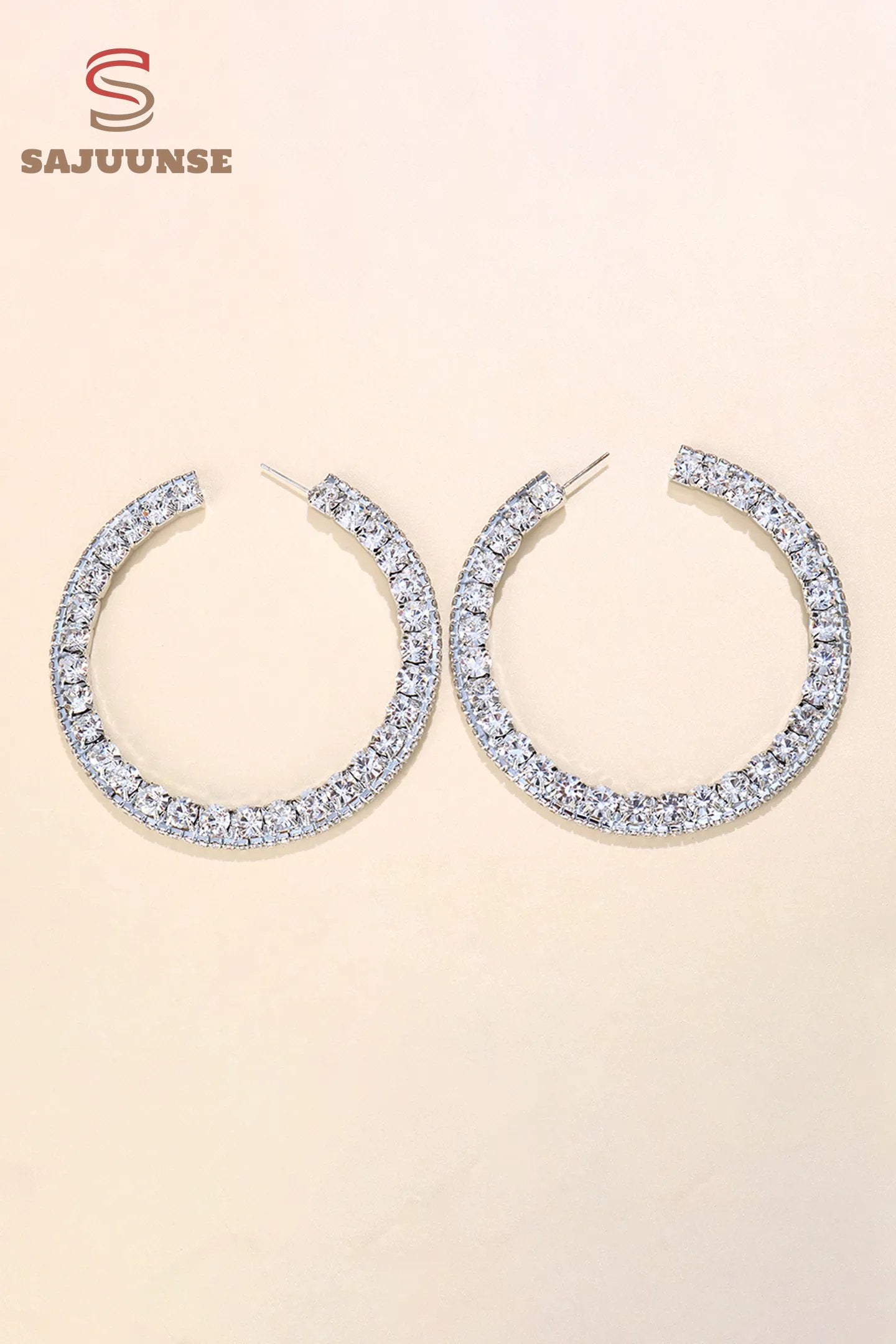 Exaggerated Rhinestones Hoop Earrings