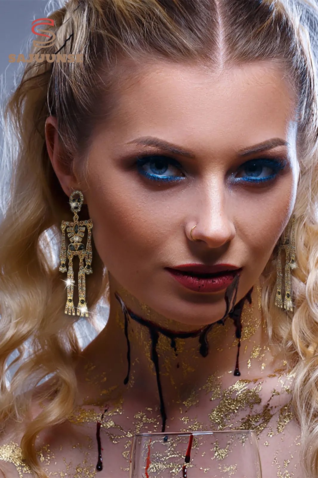 Rhinestone Skeleton Dangle Earrings