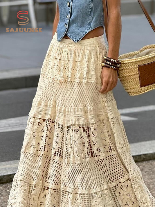 Yarn/Wool Yarn Casual Crocheted Skirt