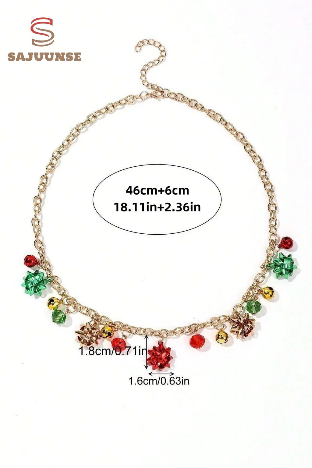 Christmas Jingle Bell Alloy Flower Necklace