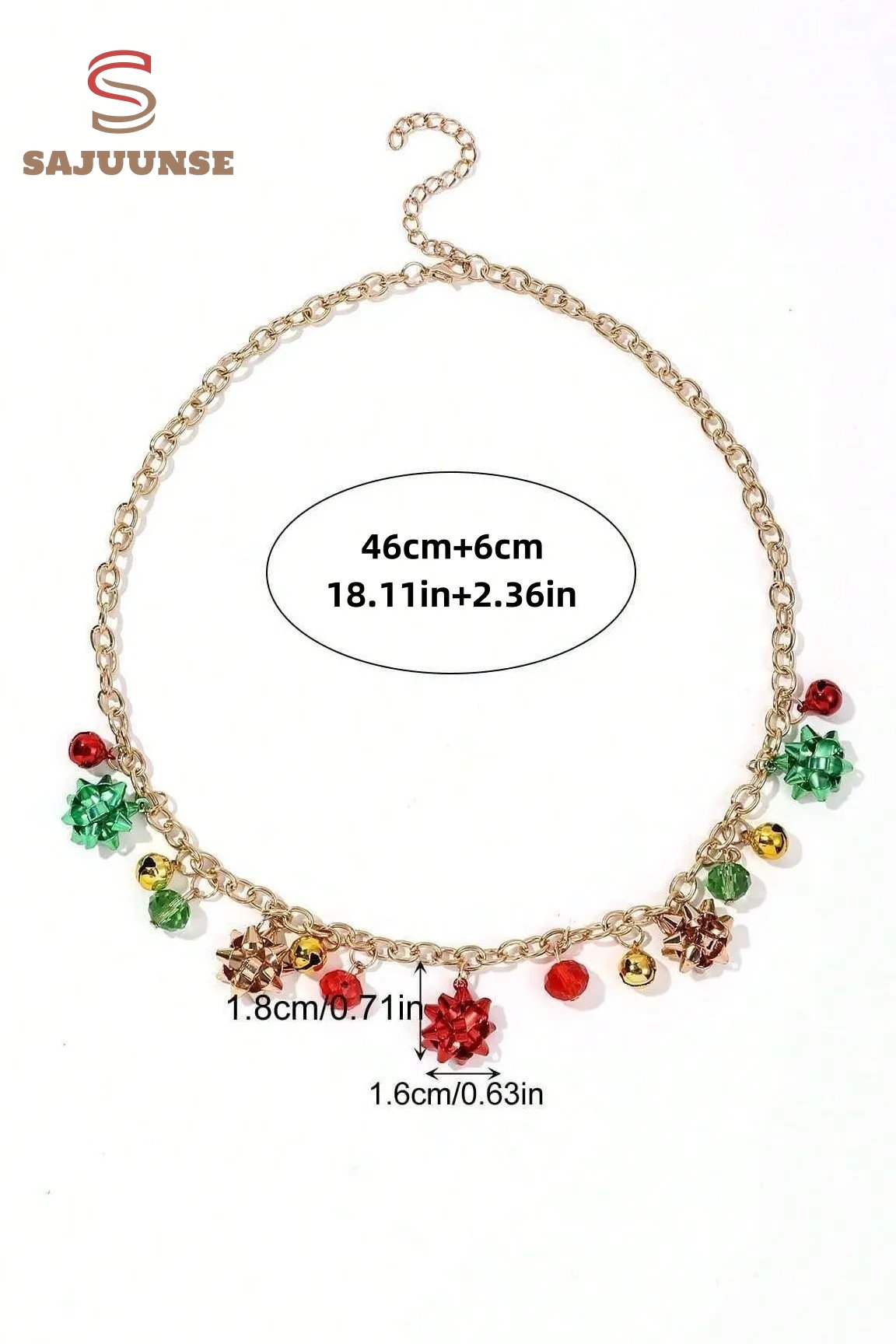 Christmas Jingle Bell Alloy Flower Necklace