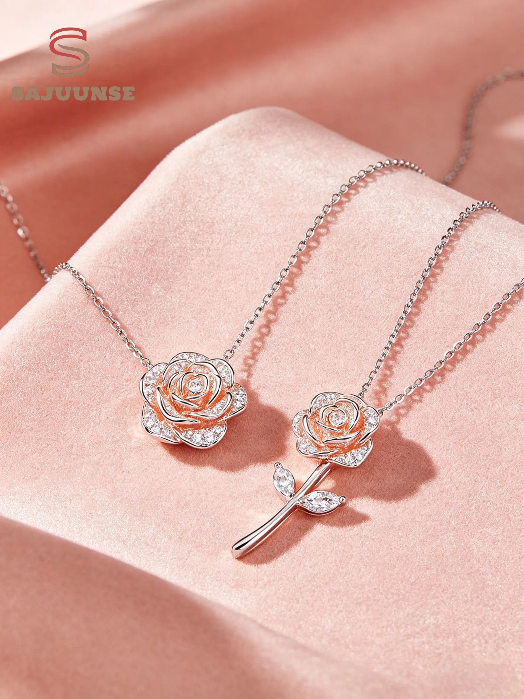 Two-Pack Rose Rhinestones Necklace Set