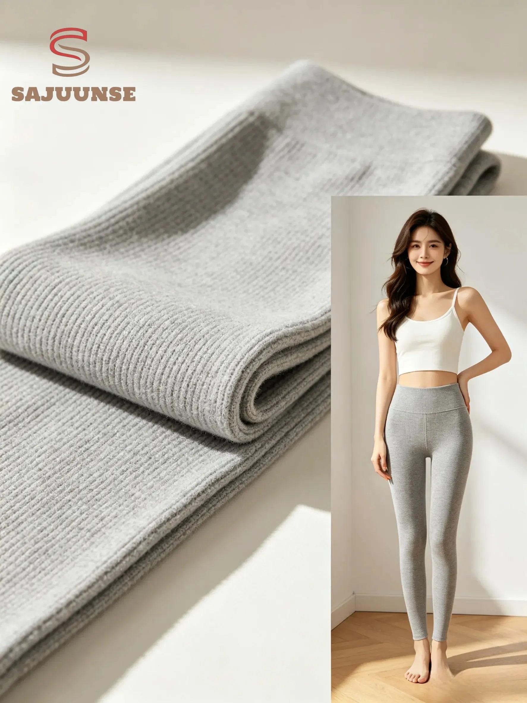 Plain Casual Fleece Knitted Leggings