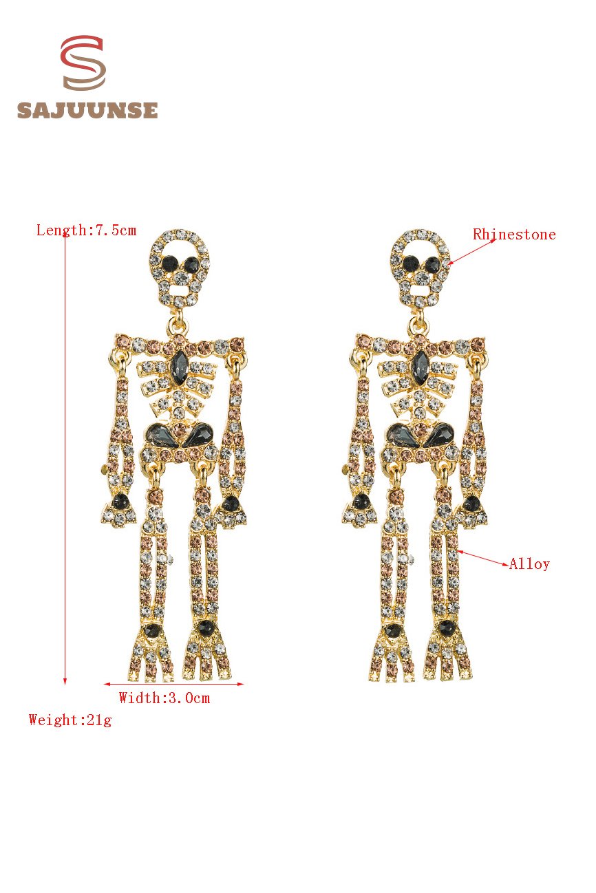Rhinestone Skeleton Dangle Earrings